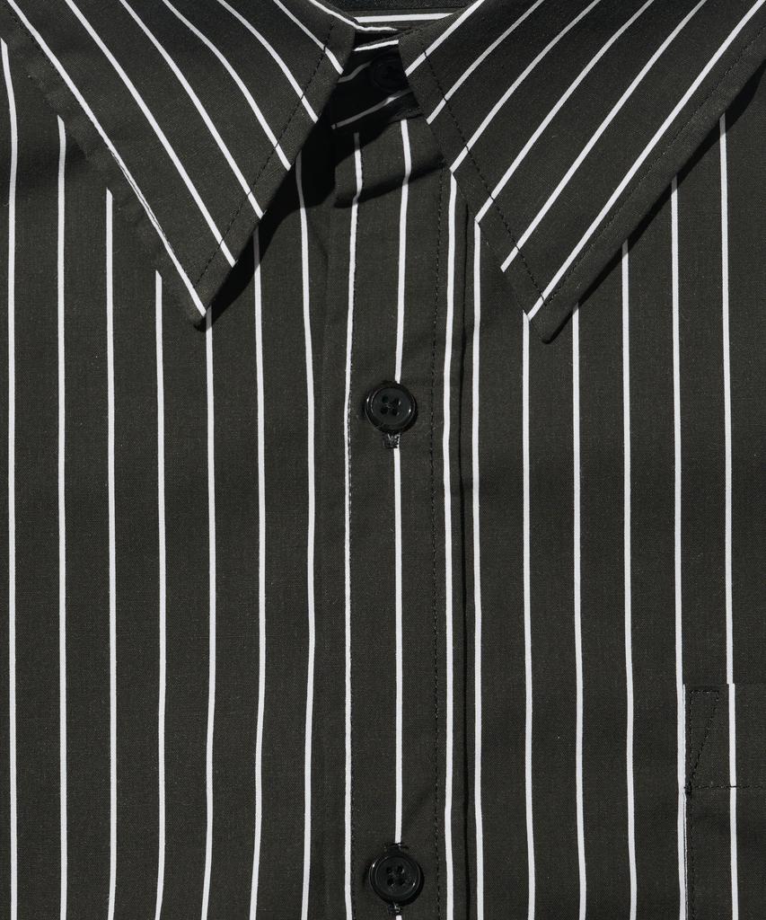 OTHERFITS Deep Line Stripe Crop Shirt (Black)