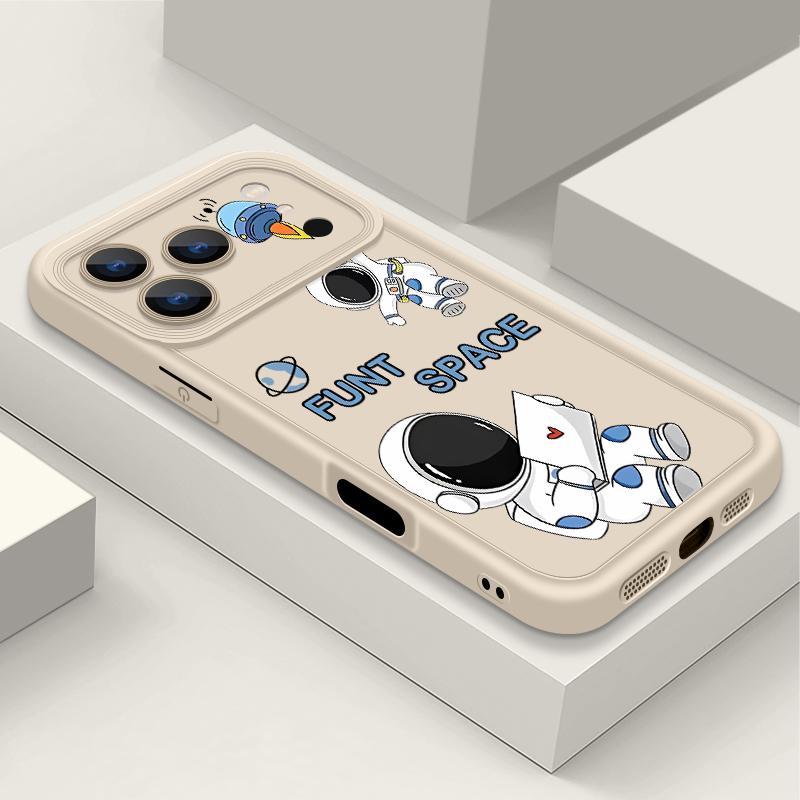 Cartoon Astronaut Patterned Soft Phone Case For iPhone 17 Pro Max 17e 16 15 14 13 Pro Max 16e 11 Shockproof Silicone Back Cover