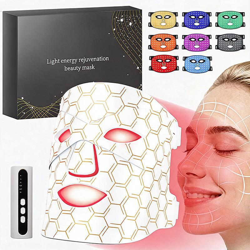 Photon Skin Rejuvenation LED Face Mask with Neck - Red & Green Light Therapy for Home Use to Brighten Skin Tone