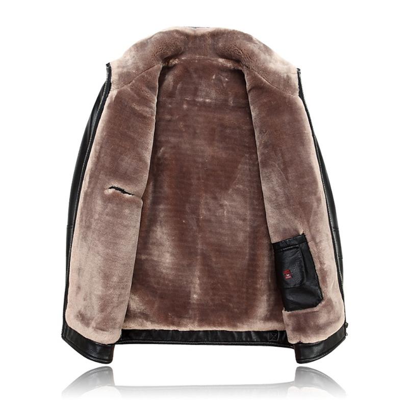 Winter Fur All-in-one Men's Genuine Leather Jacket, Sheepskin Jacket, Middle-aged Men's Dad's Outfit, Plus Velvet and Thickening