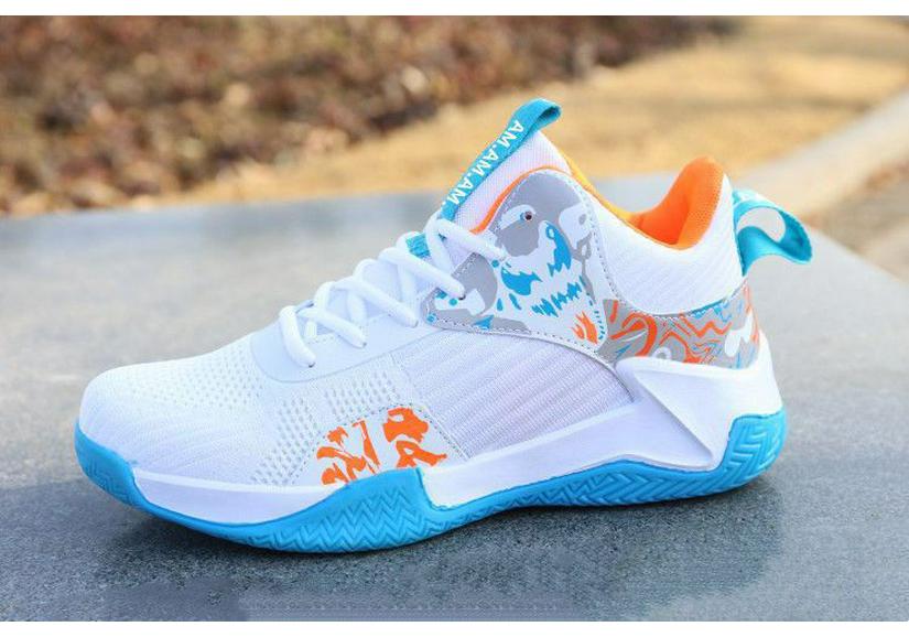 Men’s 2025 Breathable Flyknit Basketball Shoes with Thick Sole, Mid-High Top, Non-Slip Outdoor Sports Design