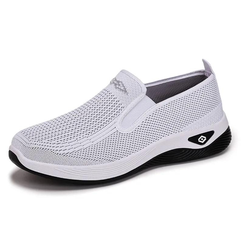 Fashion Lightweight Elastic Slip On Casual Shoes Woman Soft Sole Breathable Knitting Sneakers Woman Comfortable Non Slip Walking Shoes