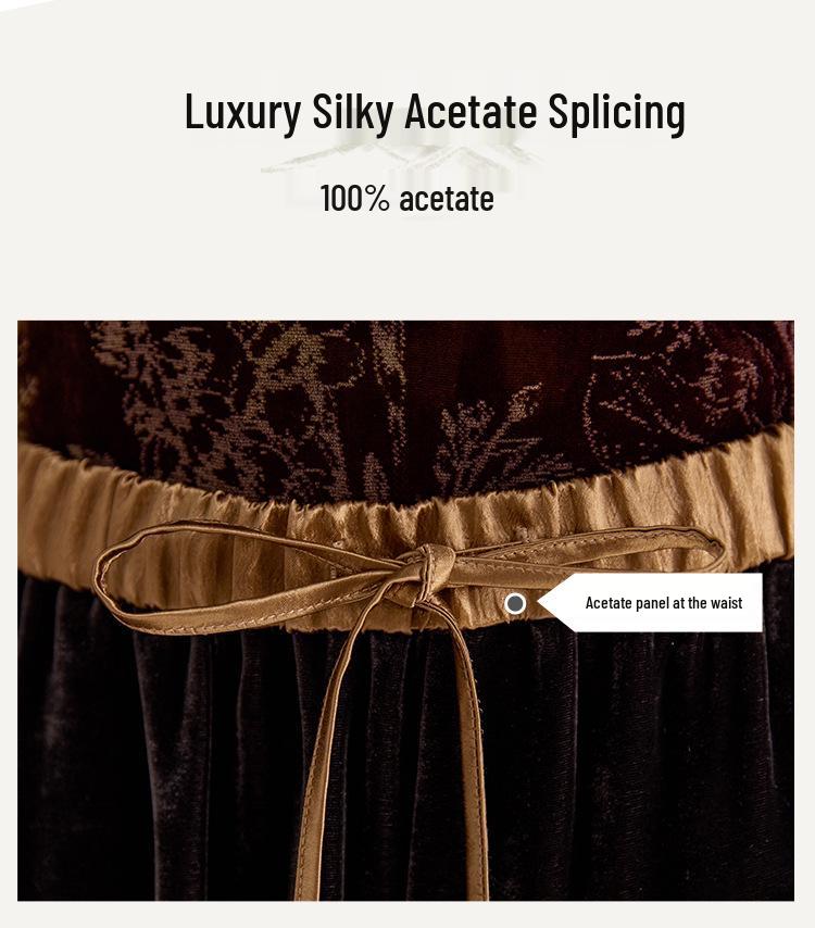 Women's High-End Silk Velvet Wide-Leg Pants - 2025 Autumn/Winter Collection, Loose Fit, Long, Casual, Perfect for Middle-Aged Moms