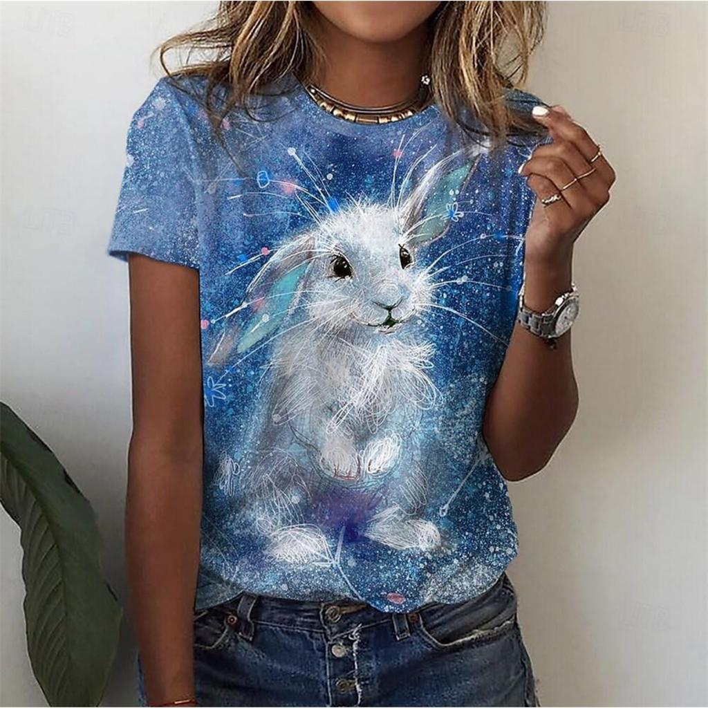 Women's TShirt Cat Print Design Harajuku Casual Short Sleeved Top Fashionable Trend Clothing