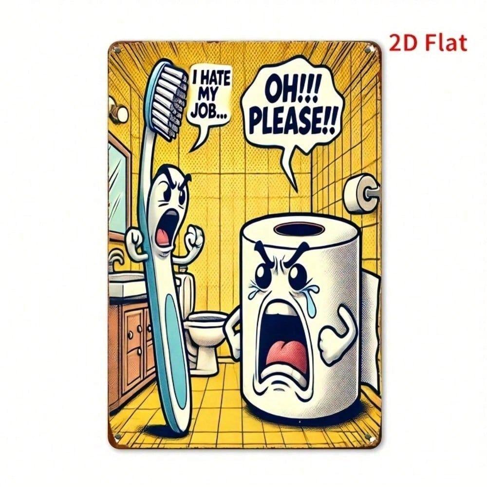 Vintage Metal Wall Art Funny Bathroom Sign