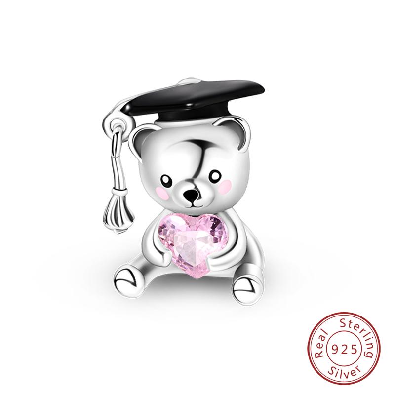 Copper Cute Flower Bear Cute Rose Bear Charms Pendants Fit Original Bracelets Diy Birthday Jewelry Gift