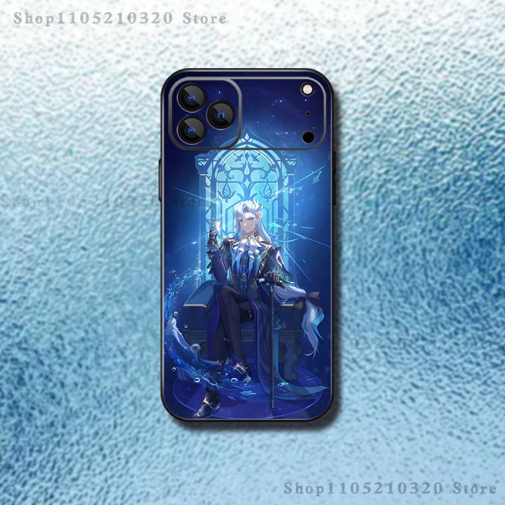 Genshin Impact N-Neuvillette Phone Case For iPhone 17,16,15,14,13,12,11,Pro,Max,Plus,E,SE4,Air,Mini Black Soft Funda