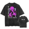 Japan Anime Jujutsu Kaisen Gojo Satoru Print Washed Tshirt Men Pure Cotton Tshirts Manga Casual T Shirt Harajuku Top Streetwear