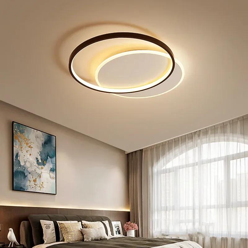 Modern Minimalist Led Ceiling Lamp For Bedroom Black White Design Ring Chandelier Living Room Study Loft Smart Light Fixtures