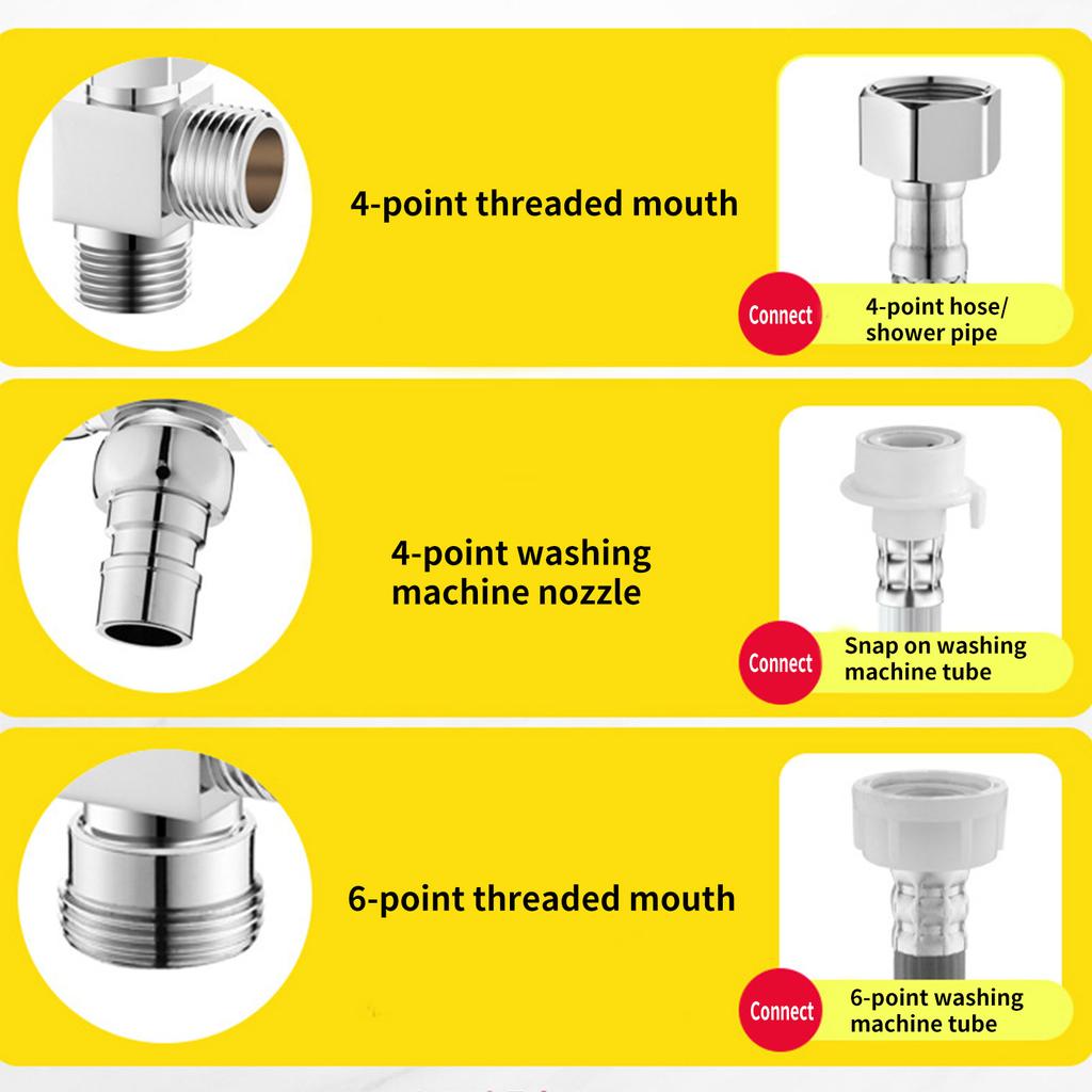 Faucet Splitter Washing Machine Hose Adapter Water Inlet Diversion Device 3-Way Faucet Diverter Tap Splitter Enduring