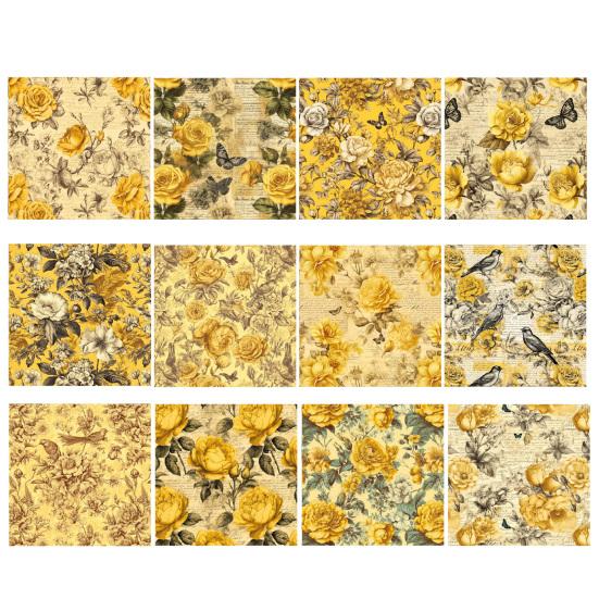 1 takım çiçek koleksiyon defteri kağıdı paketi çift taraflı kart stoğu zengin çiçek deseni DIY el sanatları el yapımı albümler arka plan kağıdı