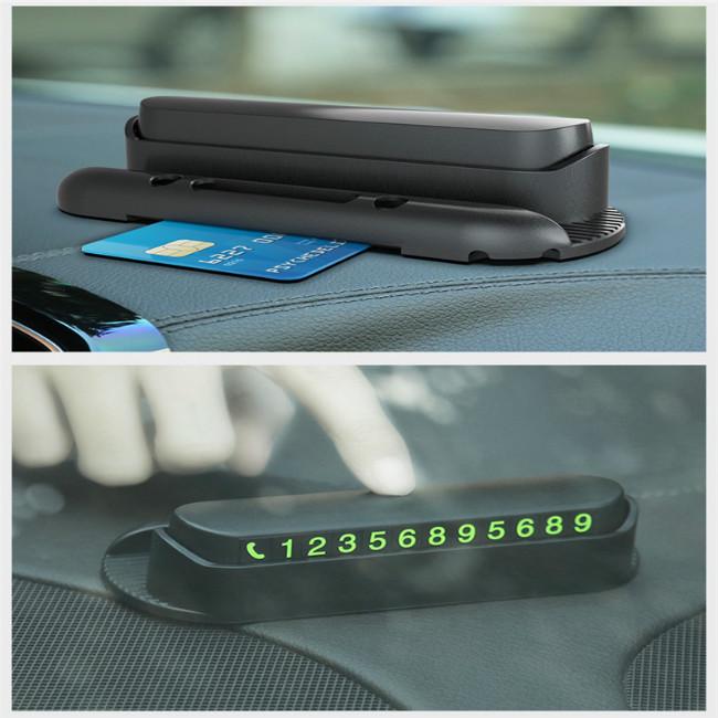 Black Grebest Temporary Parking Plate Interior Decoration Parking Card Multifunction Car Temporary Stop Luminous Number Parking Card Aroma Phone Holder