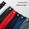 Men's 380g Heavyweight Pure Cotton Terry Retro Hoodie, Unisex Solid Color, Long Sleeve Round Neck, Customizable