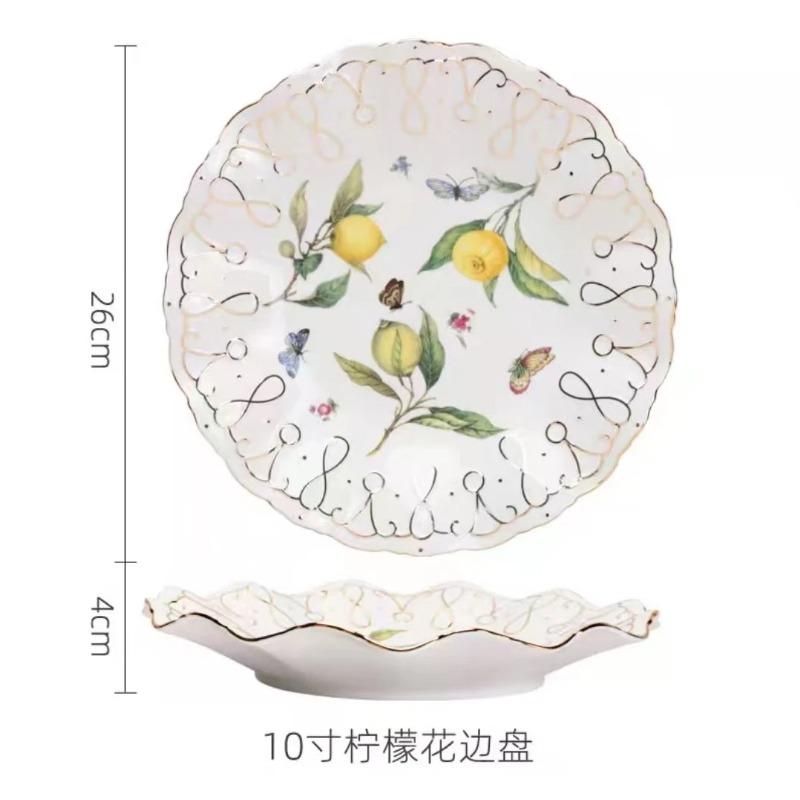 Assiette Questeak En Céramique À Motif De Citron Européen, Bol, Fruits, Bonbons, Dim Sum, Cuisine Occidentale, Plats