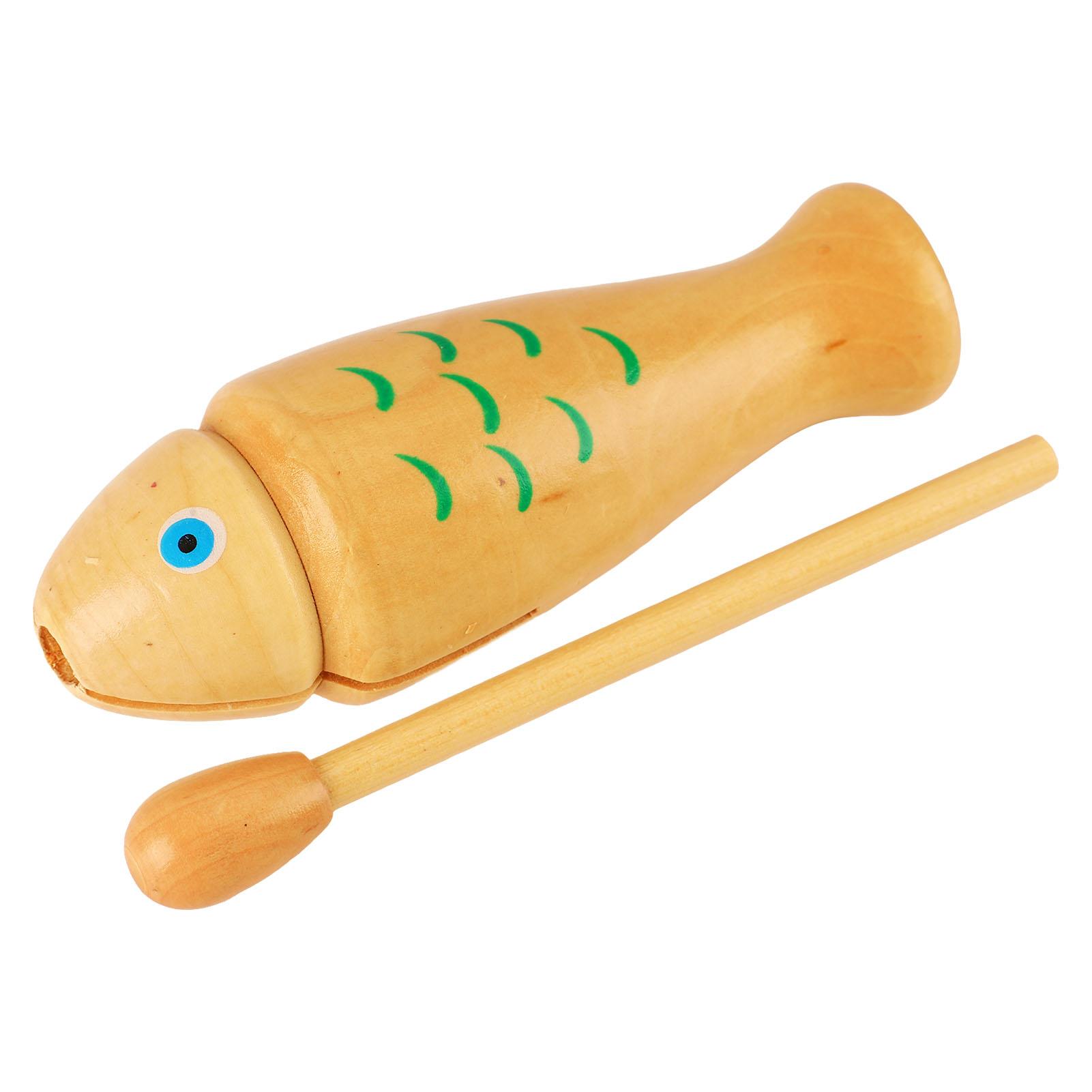 Wood Percussion Instrument Fish Toy Musical Fish Shaped Wooden Hand Knocking Percussion Toy
