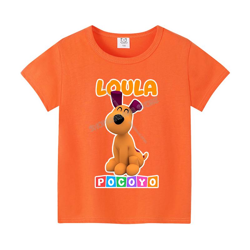 Pocoyos T-shirt for Children New Round Collar Clothing Colored Short Sleeve Kawaii Anime Clothes Cartoon Sunmer Tee Top Kid Gift