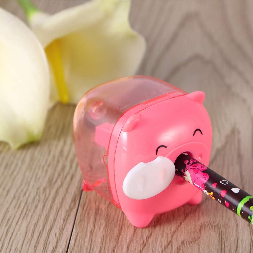 5Pcs Mixed Colors Piggy Pencil Sharpener - Cartoon Pig Handheld Sharpener for Kids, Single Hole, Portable and Easy to Use, Assorted Colors