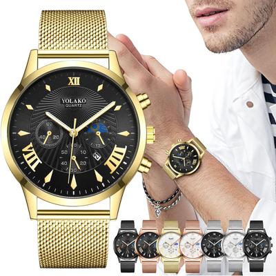 YOLAKO Men's Casual Fashion Quartz Stainless Steel Strap Watch Analog Watch