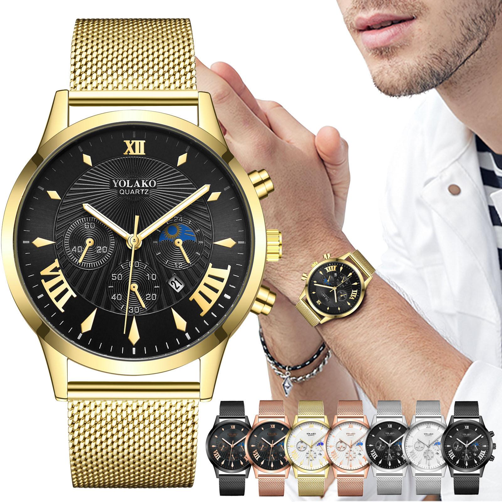 

YOLAKO Men s Casual Fashion Quartz Stainless Steel Strap Watch Analog Watch One Size