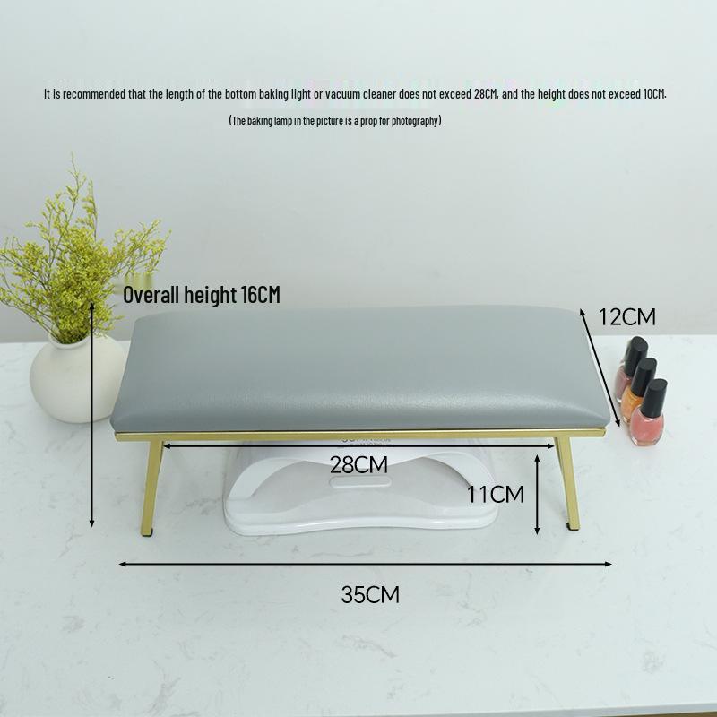 Elevated Manicure Hand Rest Set with Iron Art, Leather, and Non-Slip Pad - Fits Manicure Lamp