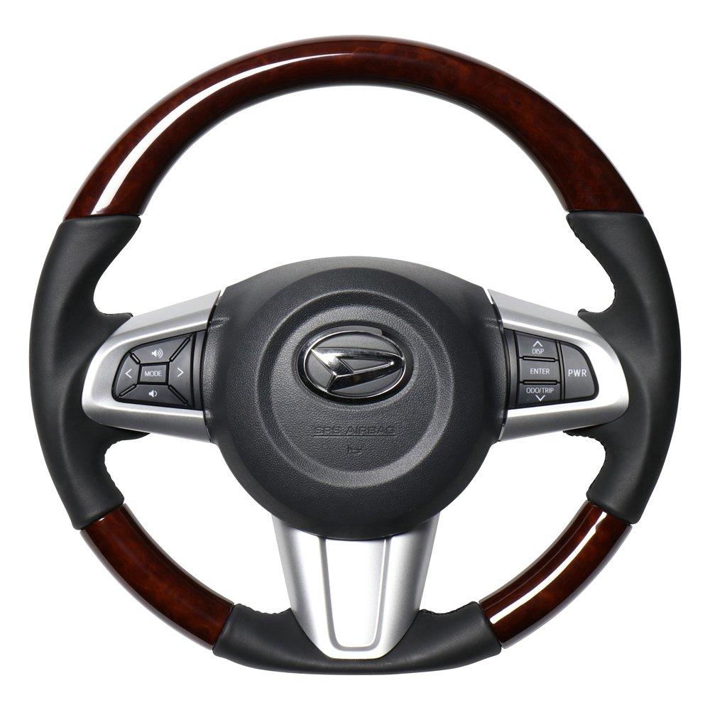 REAL Brown Wood Steering Wheel for Move (LA150), Stella, Cast (LA250), and Pixis Joy (M90-BRW-BK-MOV)