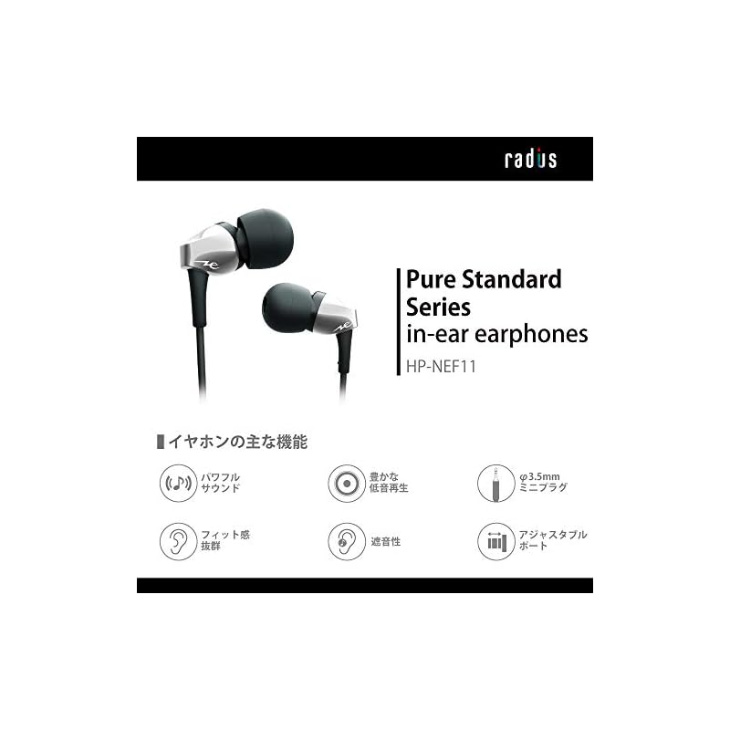 Radius HP-NEF11 Earphones: Ne Dynamic Driver Wired In-Ear Small Compact Earphones HP-NEF11S (Silver)