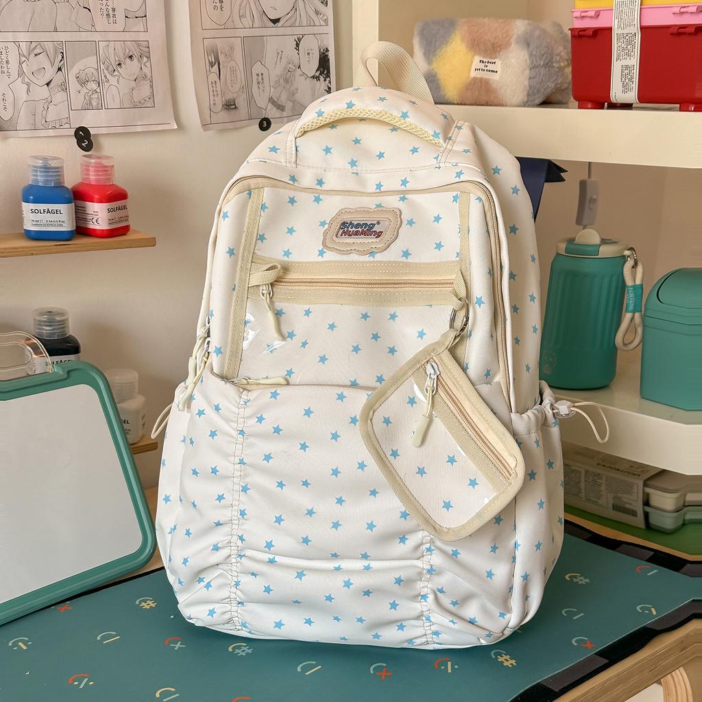 Schoolbag Korean Ins Wind Backpack Female Niche Design Star Large Capacity Junior High School Bag Girl Student Versatile Backpack