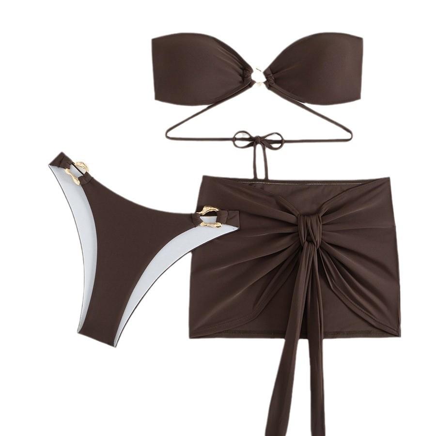 Three-Piece Backless Lace-Up Bandeau Bikini for Women - 2025 Collection