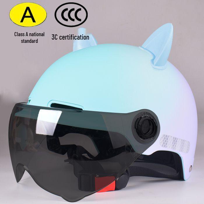 Trendy Street-Style Half Helmet with Eye Protection for Young Riders