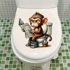 3D Funny Cartoon Monkey Reading Newspaper Toilet Wall Sticker Self-Adhesive Waterproof Removable Bathroom Home Decor Art