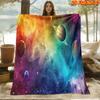 1pc 2D Flat Printing Spring And Summer New Arrival Space Starry Sky Planet Theme Digital Print Blanket, All-Season Use, Casual Throw, 100% Polyester F