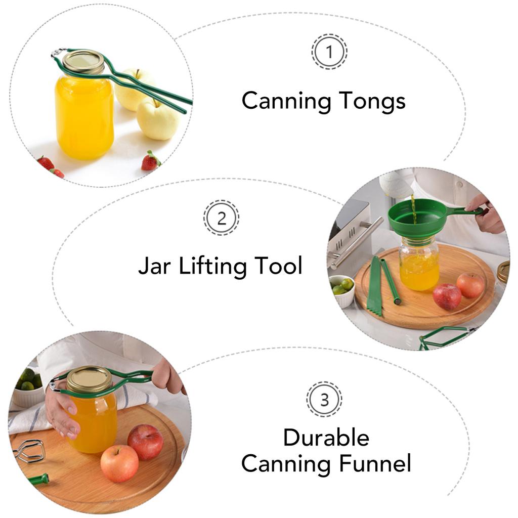 6 Pcs Canning Jar Lifter Kit With Grip Handle Stainless Steel Can Tongs Clip Heat Resistance Anti-Clip Jar Glass Bottle Holder