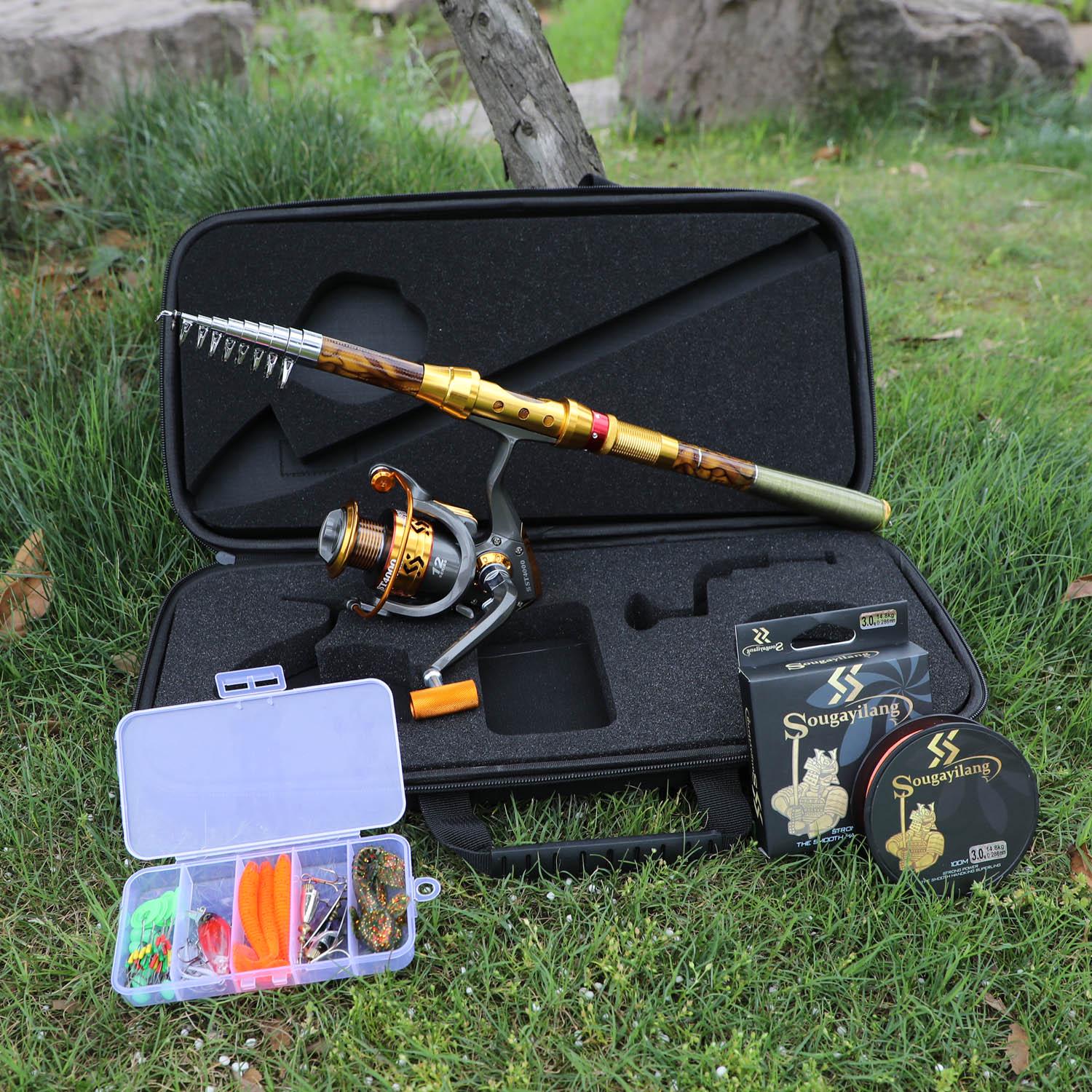 

Комбинированная удочка и катушка из углеродного волокна Удочка 2,1 м/2,4 м с передаточным числом 5,5:1 Набор катушек для ловли карпа 2.1m&2000