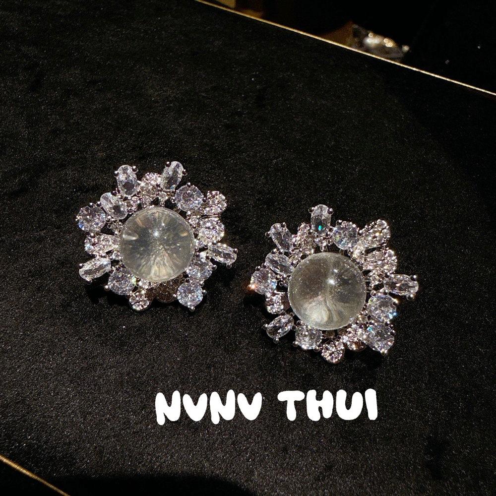 Pirate Macaron Gemstone Wreath Earrings Vintage Plated 18K Gold, Twilight Yellow Bouquet Zircon Brooch
