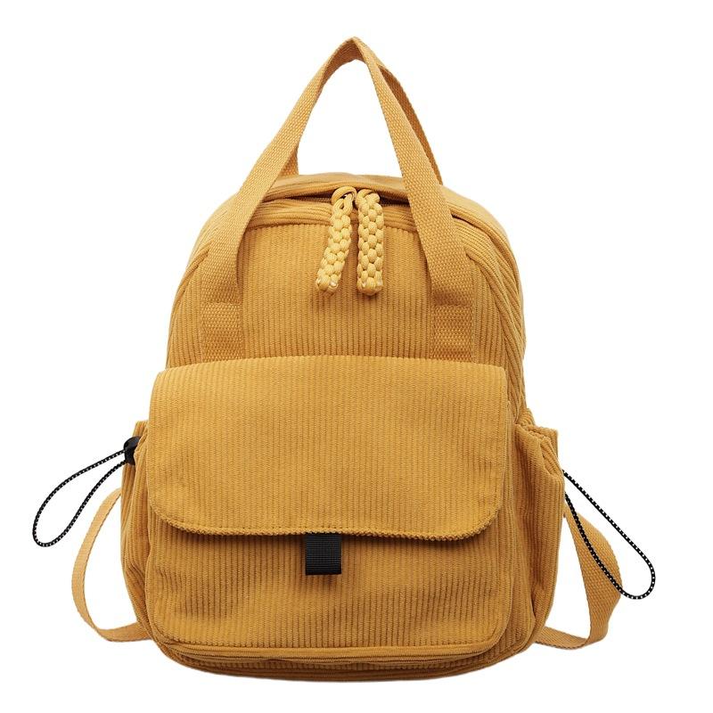 Schoolbag Corduroy Backpack Female Portable College Student School Bag Female Light Niche Versatile Commuter Leisure Travel Backpack Female
