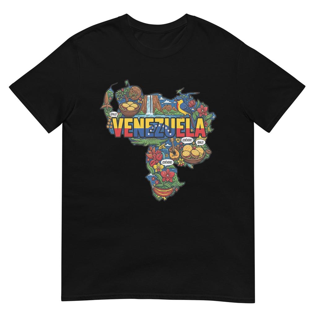 Venezuela Map Cultural Icons Flag Arepa Salto Angel TShirt