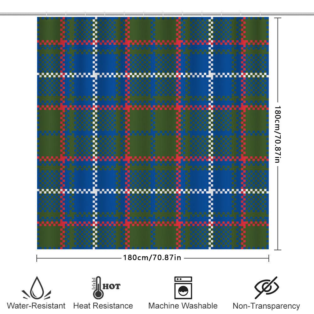 Blue Red Green White Plaid Shower Curtain Bath Waterproof Decorative Plastic Rod Pocket Home Decor (180X245Cm)