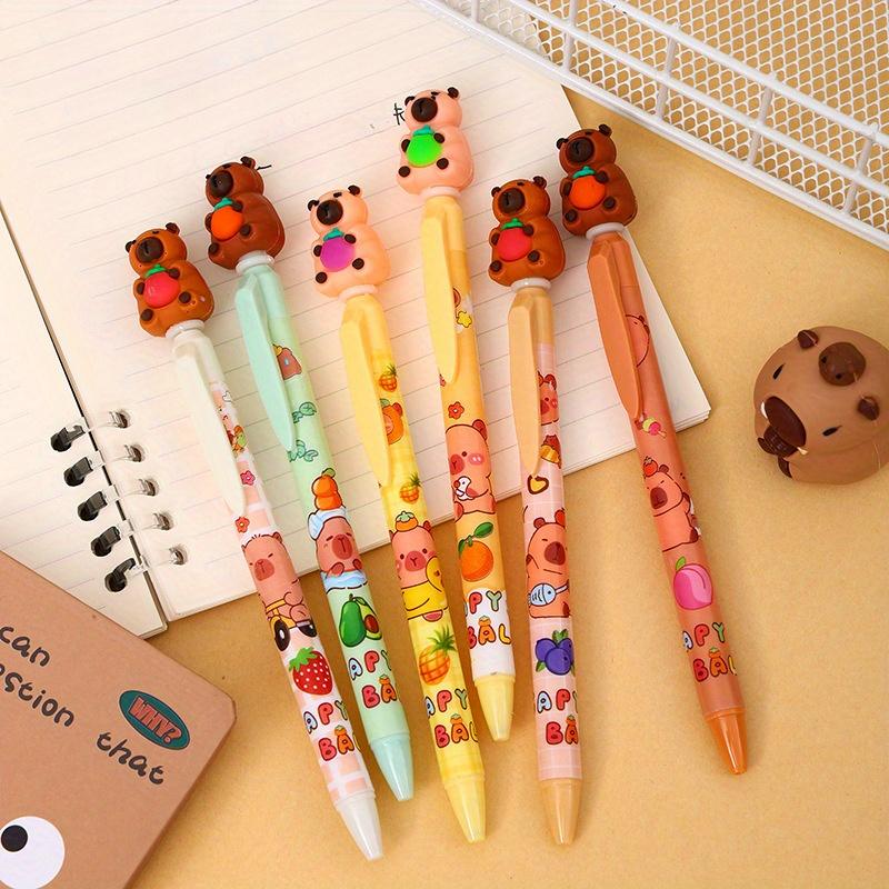 Back To School Season 36pcs 0.5mm Soft Rubber Kapibala Style Press Neutral Pen Cartoon Style ST Head Sign Pen Cute Question Brush Pen