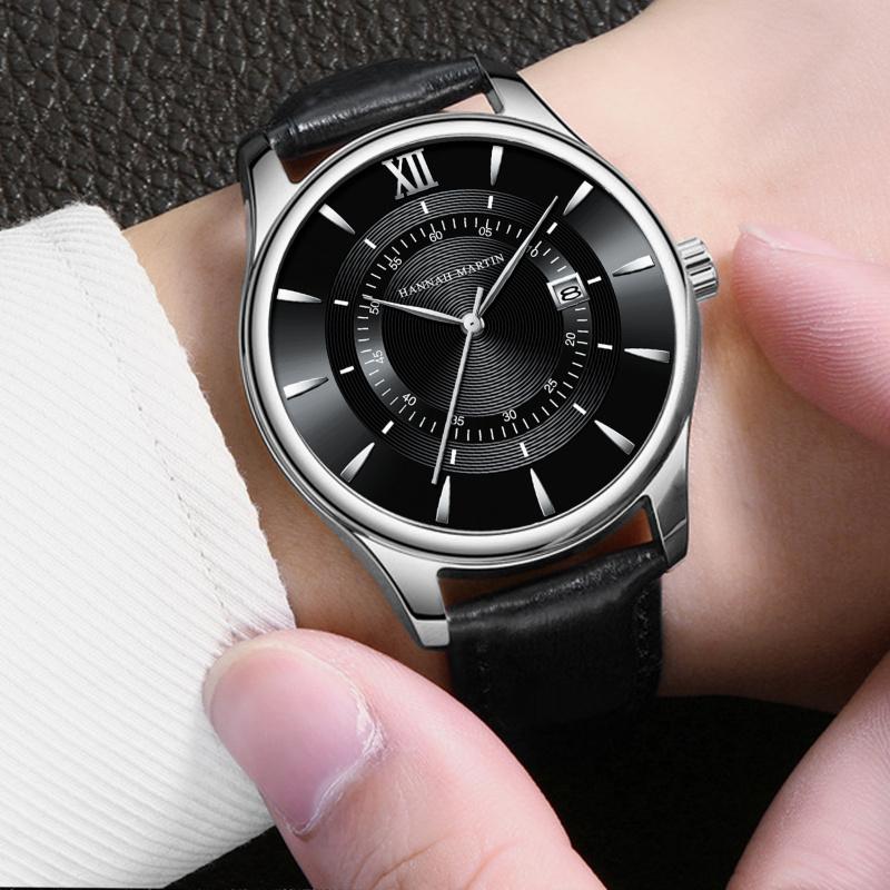 Neue Doppelskalen-Kalenderuhr Herren Casual Business Wasserdichte Quarzuhr