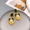 Europäische & Amerikanische Retro Herz Diamant Emaille Hofstil Ohrringe - Vintage Hoher Designanspruch
