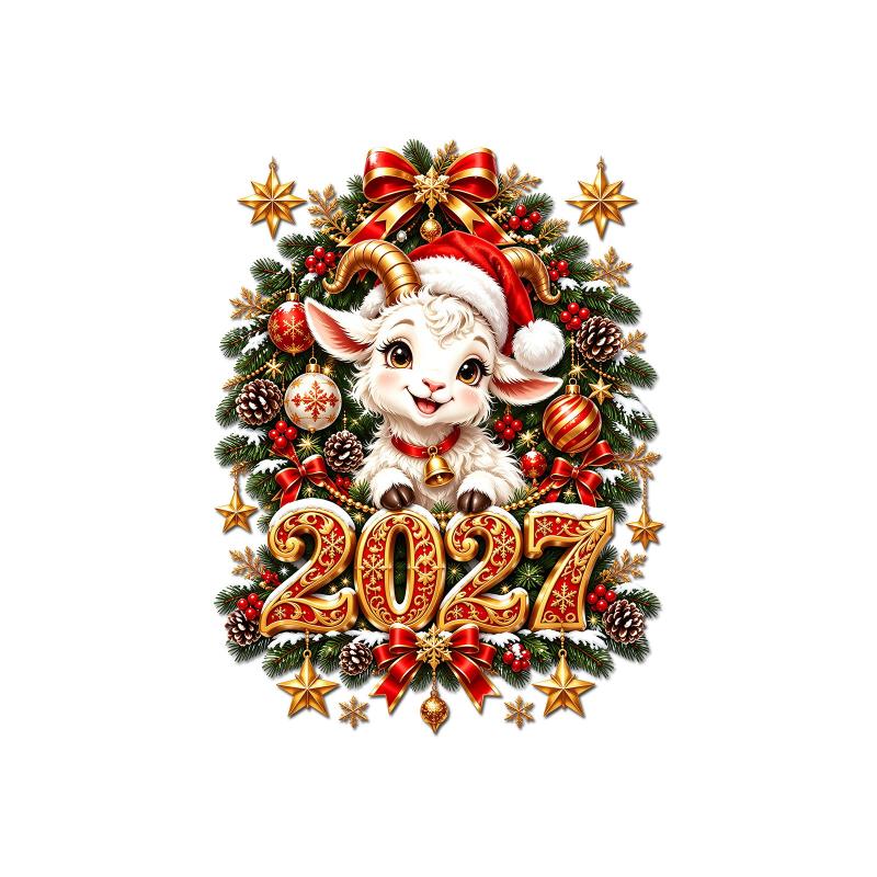2027 Happy Christmas Decoration Sheep Window Decals Christmas Window Stickers Shopping Mall Showcase Festive Decor
