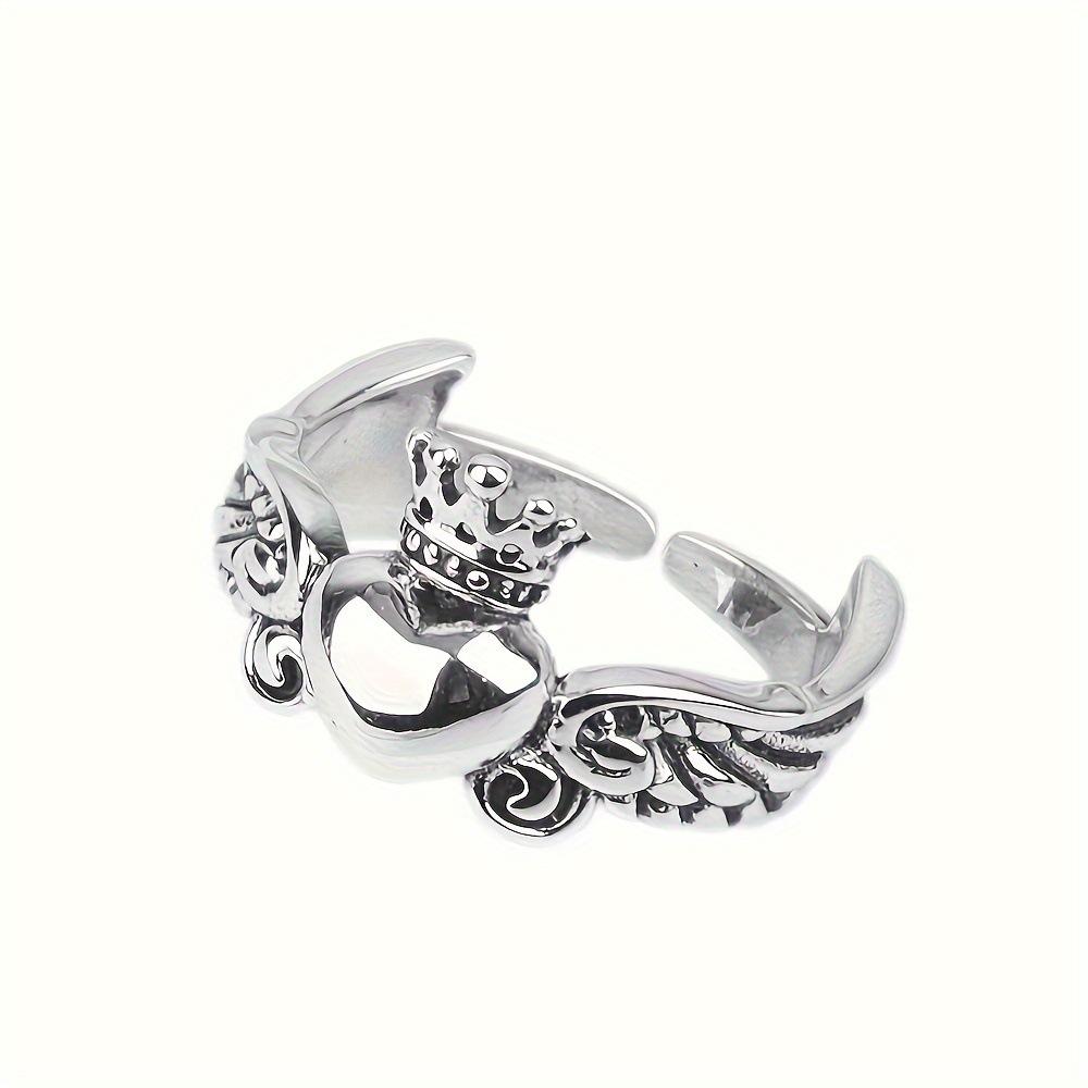 Angel Wings Open Ring Heart Shape Crown Ring Women Fashion Accessories Retro Ring Fashion