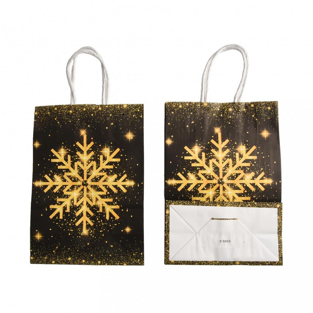 Set of 12 Elegant Reusable Kraft Paper Bags for Your Holiday S and Treats