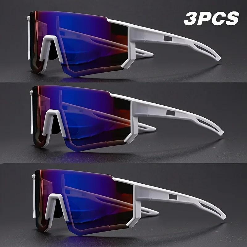 3PCS Sports Fashion Glasses Three Piece Set Men's and Women's Running Fashion Glasses Lightweight and Portable for Daily Use