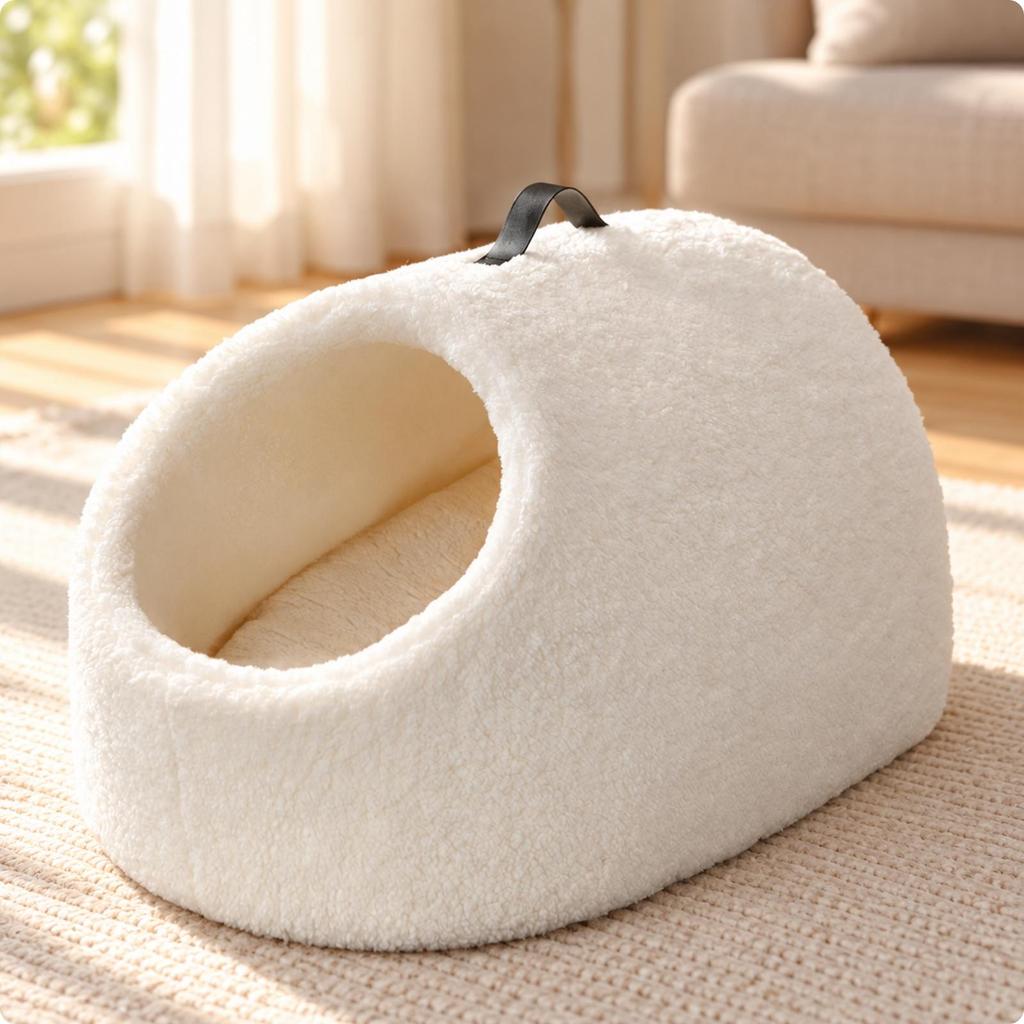 Semi-Enclosed Cat Bed Portable Pet with Electric Blanket Indoor for Resting