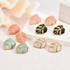 Exaggerated Geometric Leaf Earrings - Stainless Steel with Colorful Drop Oil Design