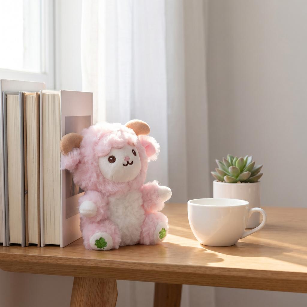 Lamb Plush Keychain - Soft Stuffed Animal Hanging Decoration for Backpacks and Bags