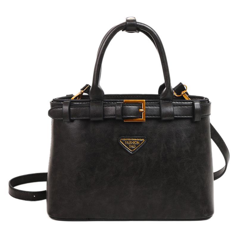 Retro Bag Women's Bag 2025 Winter New Simple and Fashionable Versatile Handbag Oily Leather Hand Carry Messenger Bag