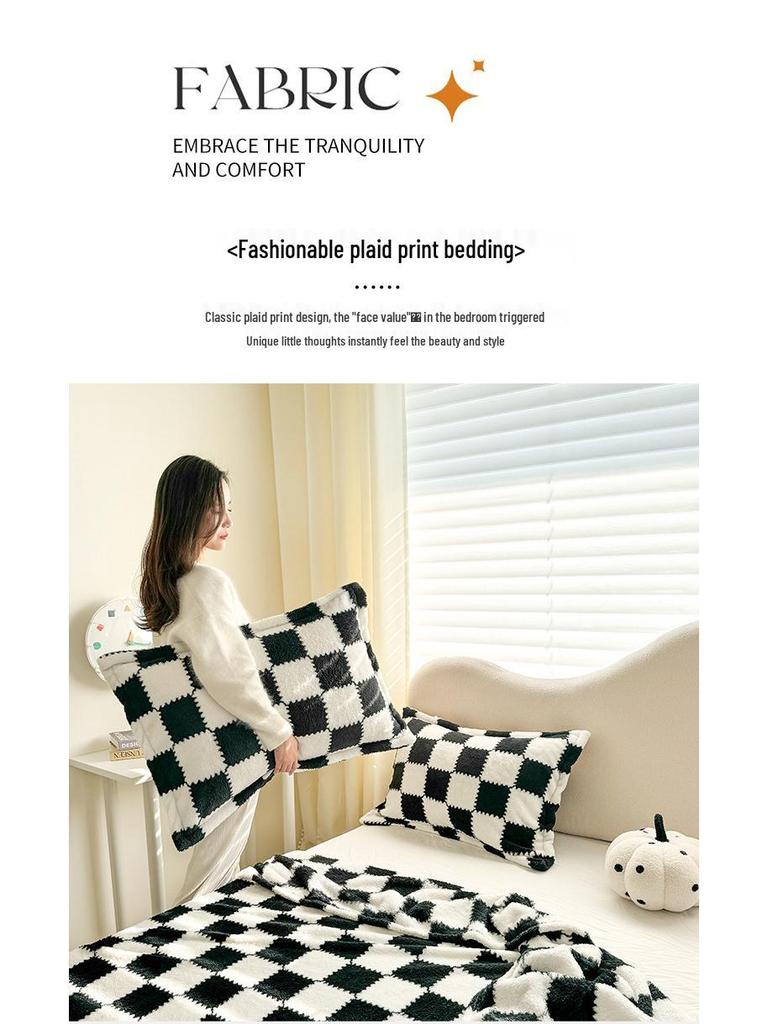 Flanelová kostkovaná deka - Silná sametová deka na spaní, přehoz na pohovku a klimatizační deka