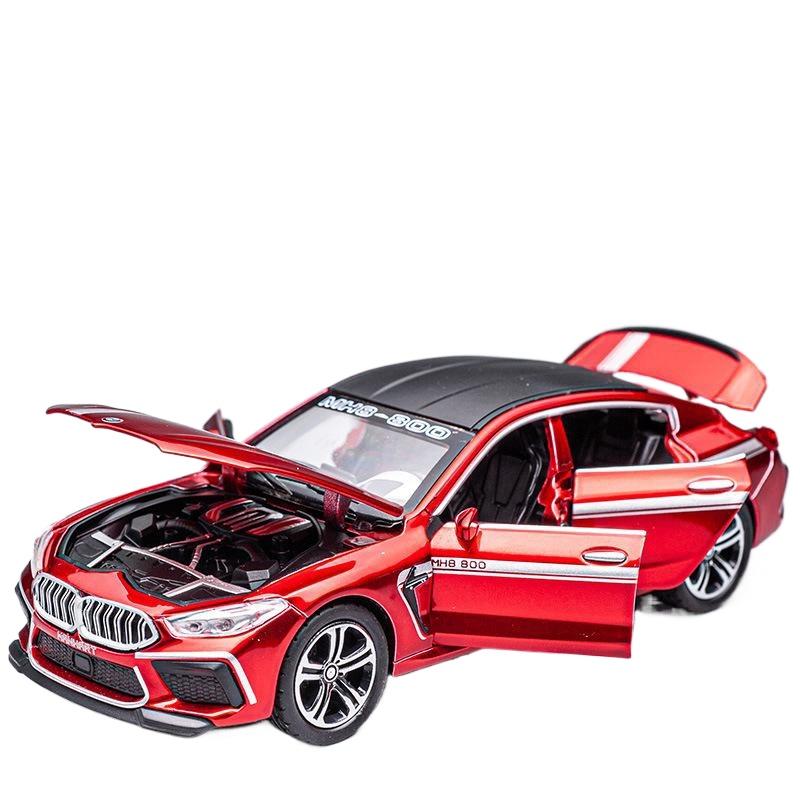 1/32 BMW MH8 800 Manhart Diecast Car Toy for Children Miniature Model Pull Back Sound & Light Collection Gift for Boys Kid Gift